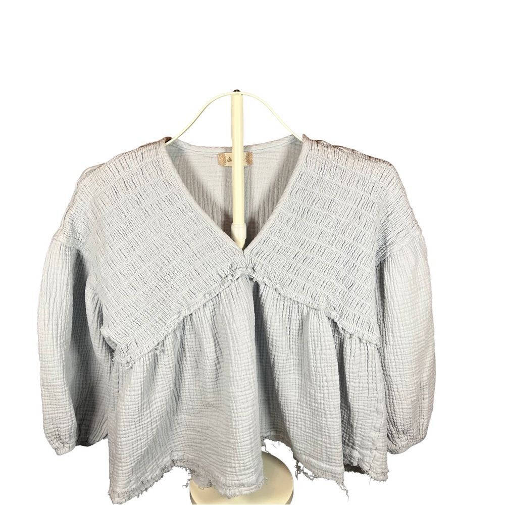 ALTAR’D STATE Womens Boho Dusty Blue Summer Cotton Beachy Cottagecore size small